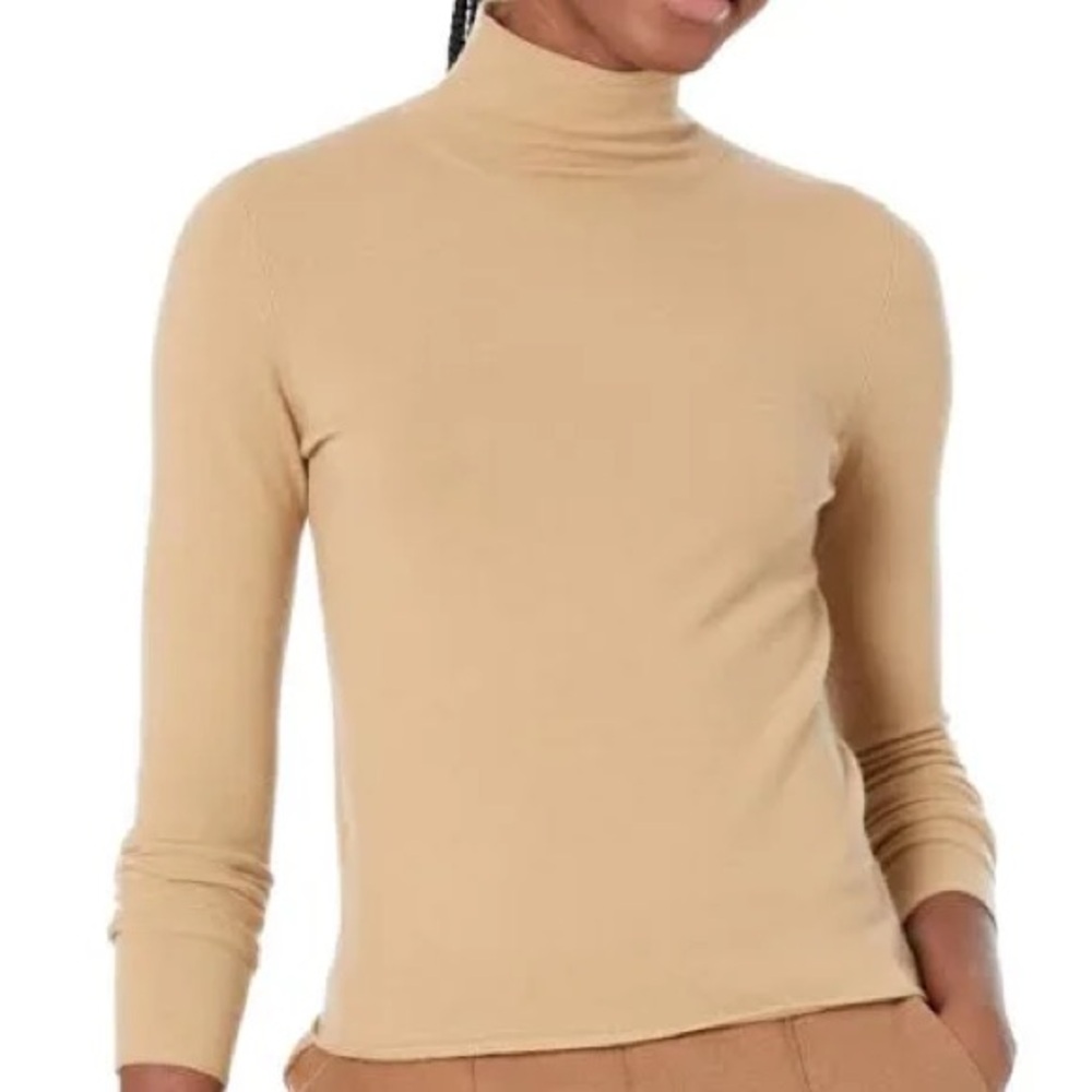 Vince Essentials Tan Turtleneck